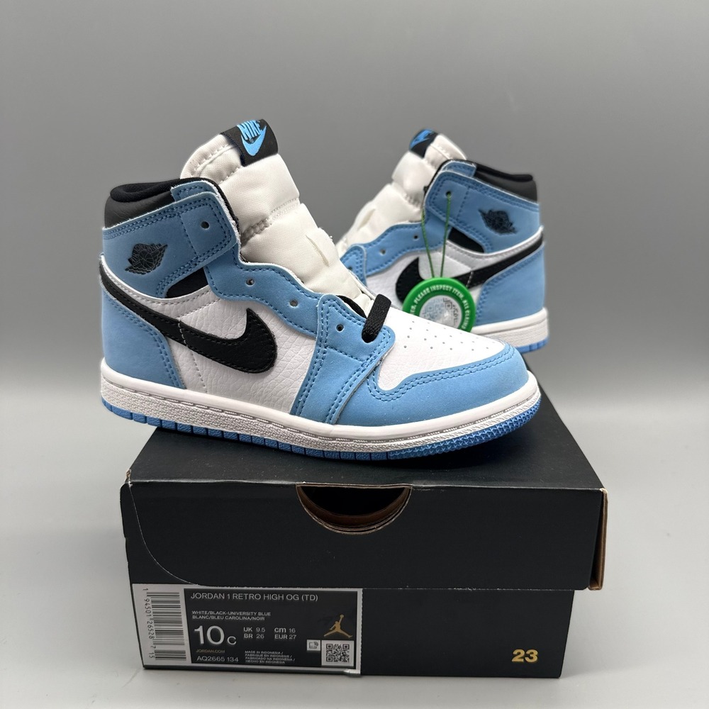 Jordan 1 Retro High OG Toddler 10C University Blue White Black AQ2665-134 EUC
